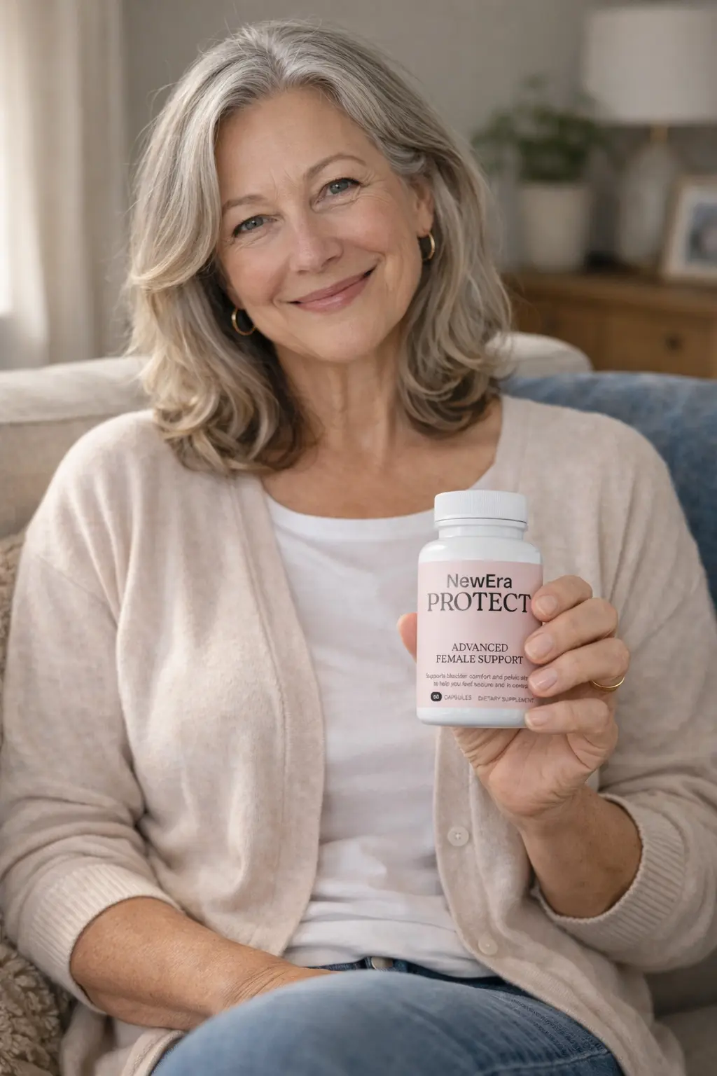 Adult holding a NewEra Protect bottle