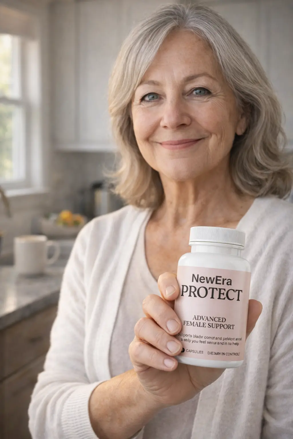 Adult holding a NewEra Protect bottle
