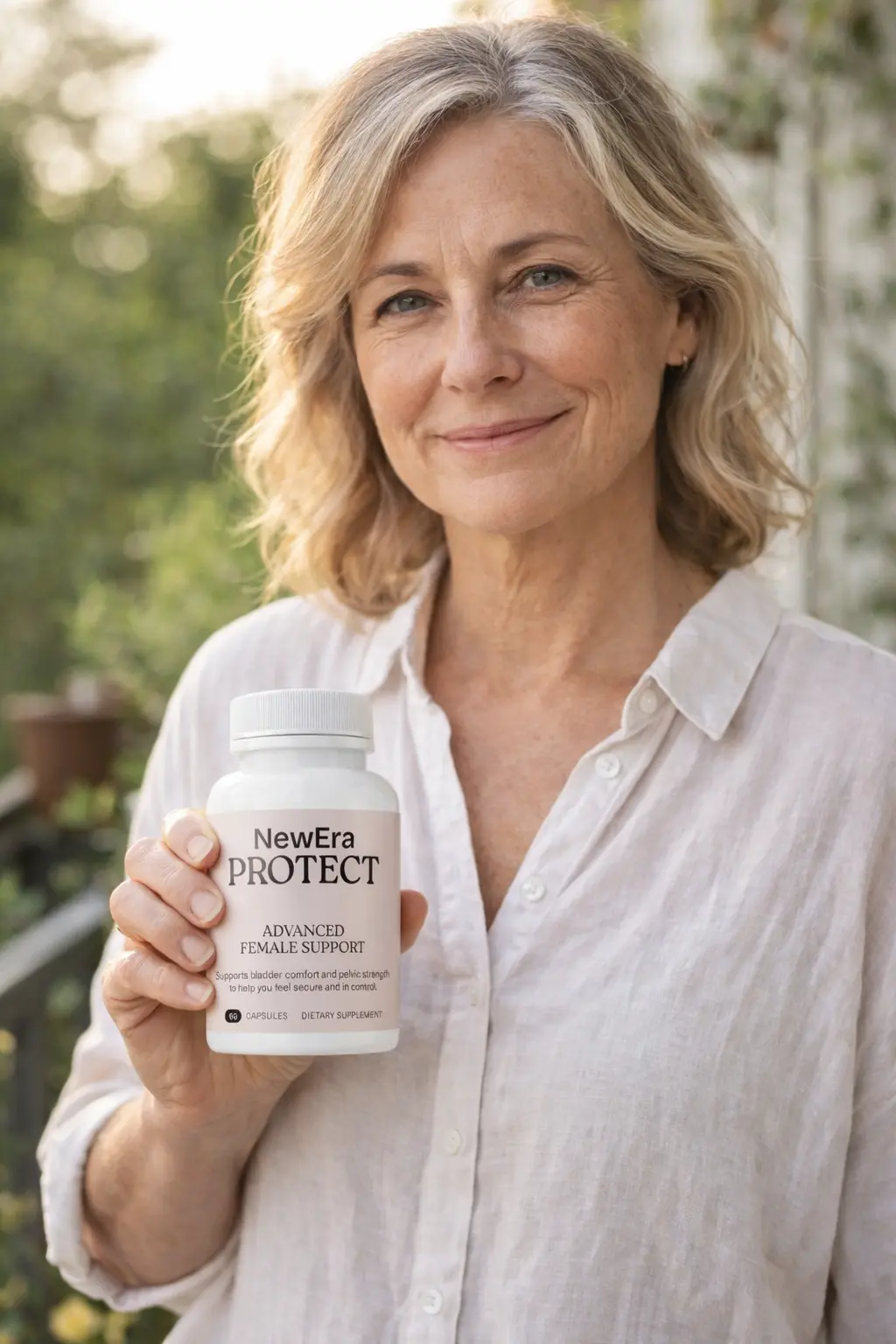 Adult holding a NewEra Protect bottle